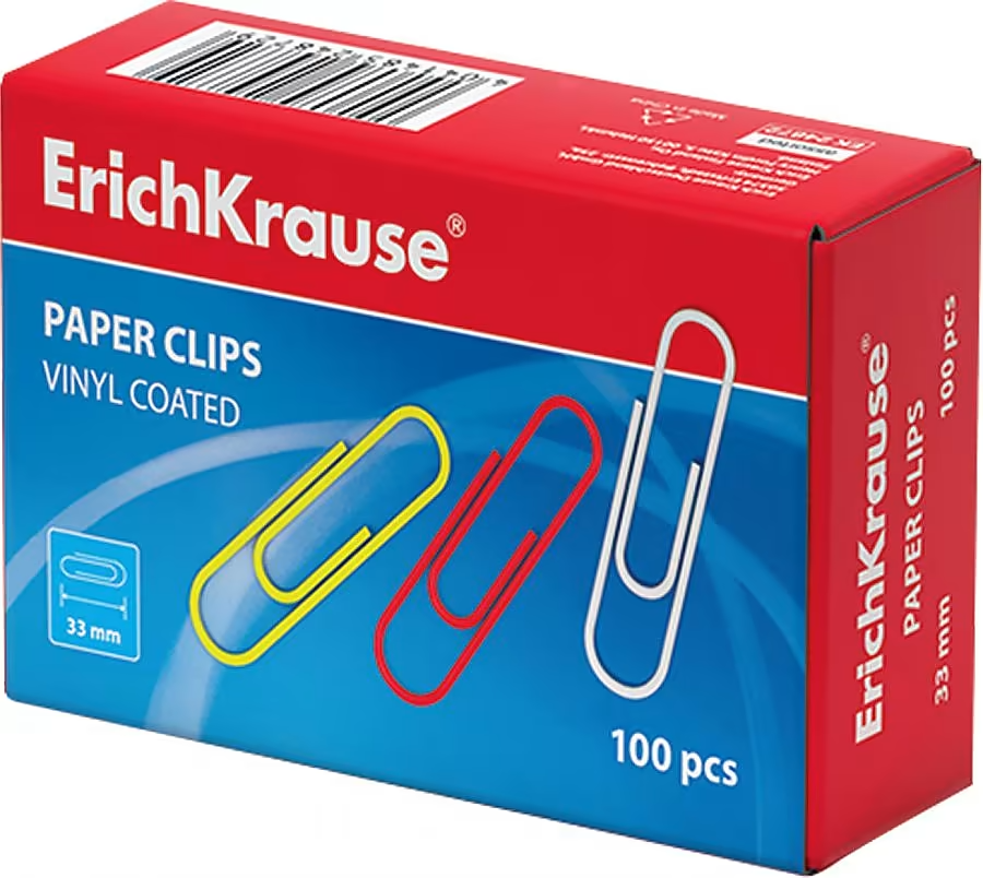 Metallklambrid vinüülkattega ErichKrause värvilised, 33mm