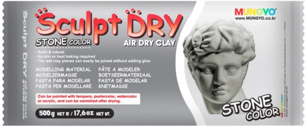 Масса для моделирования 500г., Mungyo Sculpt Dry (серая)