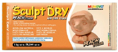 Глина (пластика, масса) для моделирования MUNGYO Sculpt Dry, 500 гр., телесная