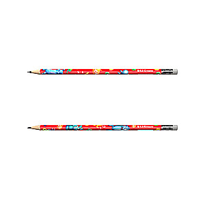 Black graphite pencil ErichKrause Jolly Friends, triangular, with eraser, HB. assorted