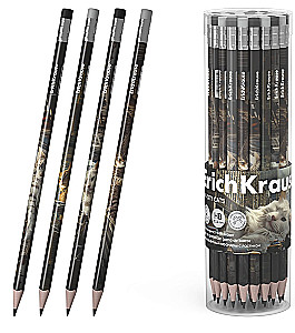 ErichKrause Big City Cats Graphite Pencil, Triangular, with Eraser, HB, Assorted