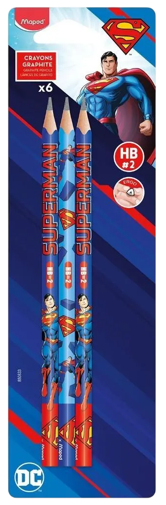 Melnbalta grafīta zīmuļa - Supermens, HB (6 gab.)