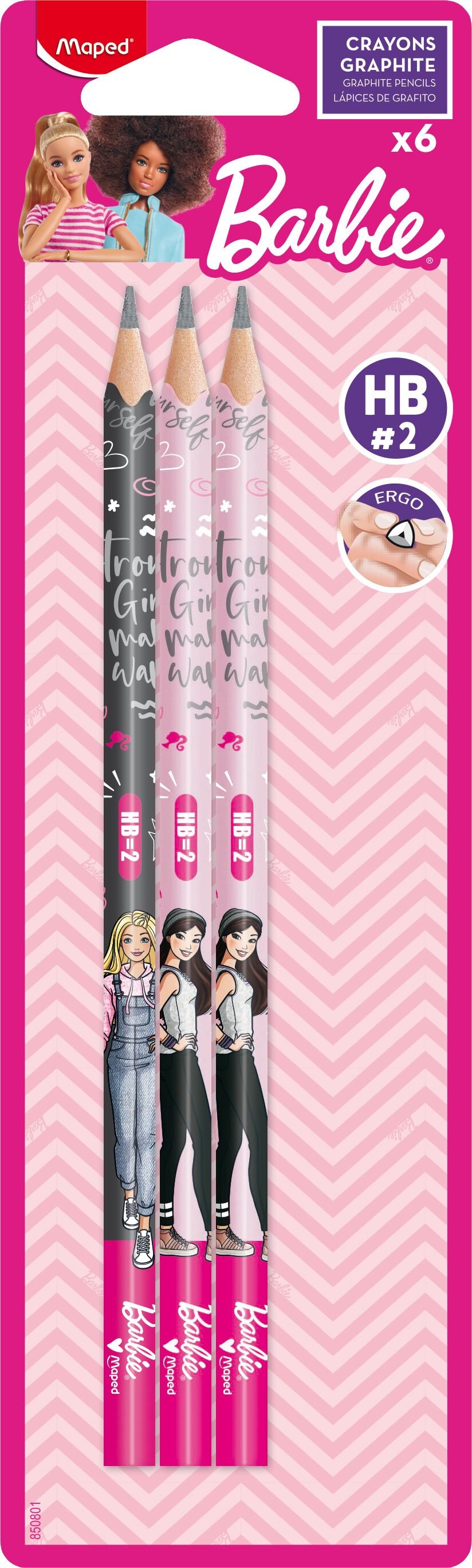 Melnbalta grafīta zīmuļa - Barbie, HB (6 gab.)