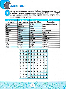 Unregelmäßige Verben der englischen Sprache: Worträtsel, Codes, Tabellen