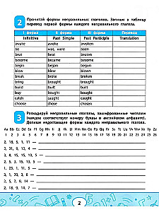 Unregelmäßige Verben der englischen Sprache: Worträtsel, Codes, Tabellen