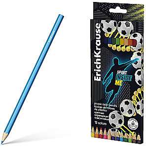 ErichKrause Sport DNA Plastic Colored Pencils Triangular, 12 Colors
