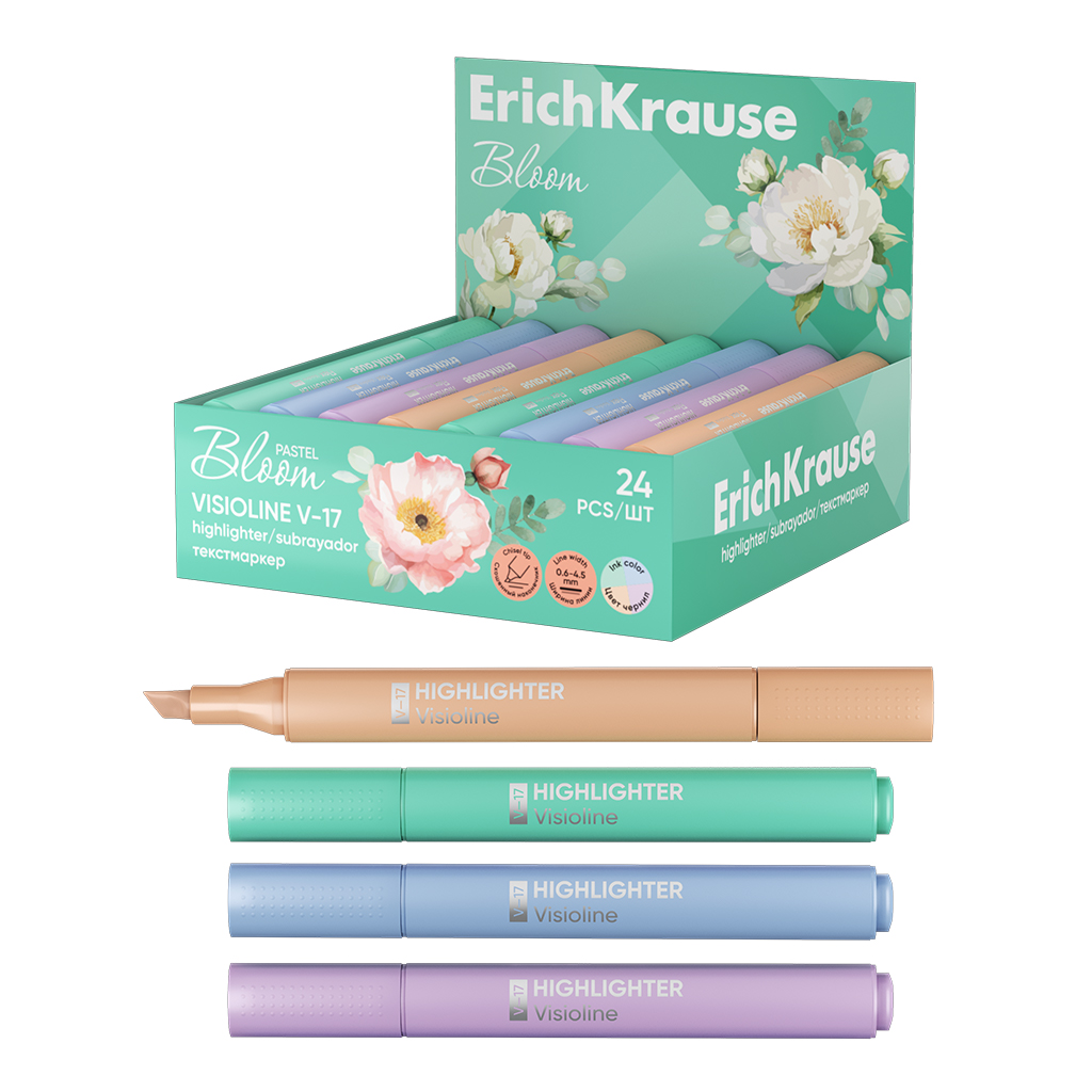 Marķieris ErichKrause Visioline V-17 Pastel Bloom, assorti