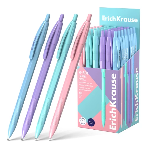 ErichKrause R-301 Matic Pastel 0.7 Automatic Ballpoint Pen, ink color blue, assorted