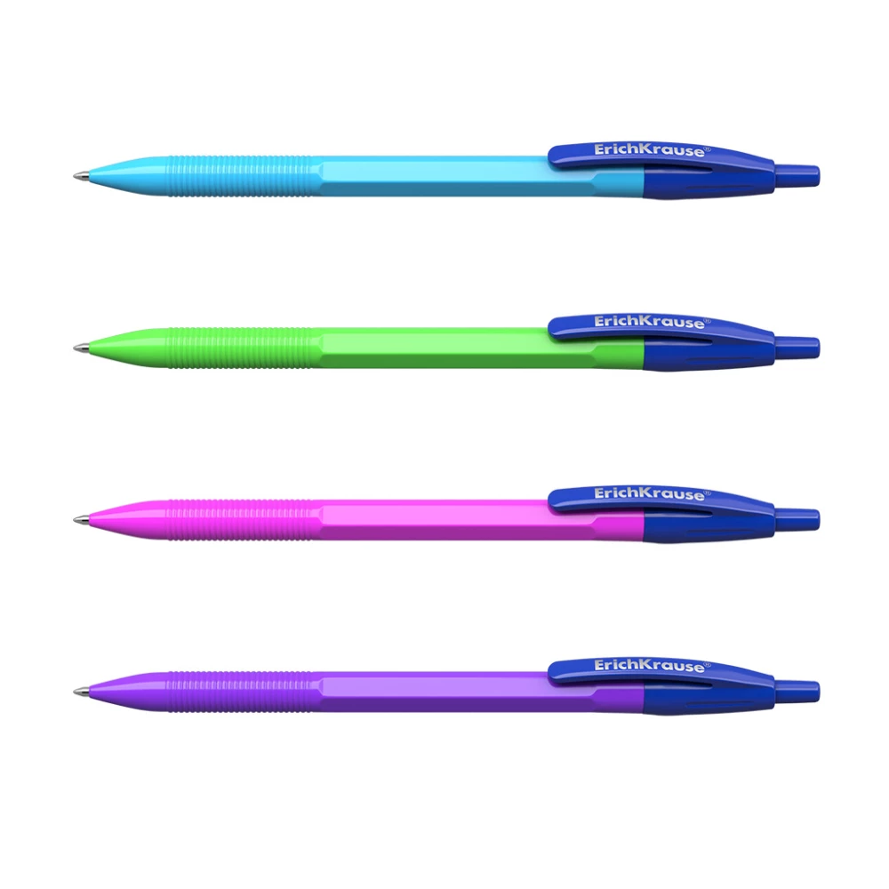 Automatic Ballpoint Pen ErichKrause R-301 Matic Neon 1.0, ink color blue, assorted