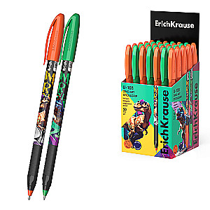 Ballpoint pen ErichKrause U-109 Stick&Grip Dino Art 1.0, Ultra Glide Technology, ink color blue, assorted