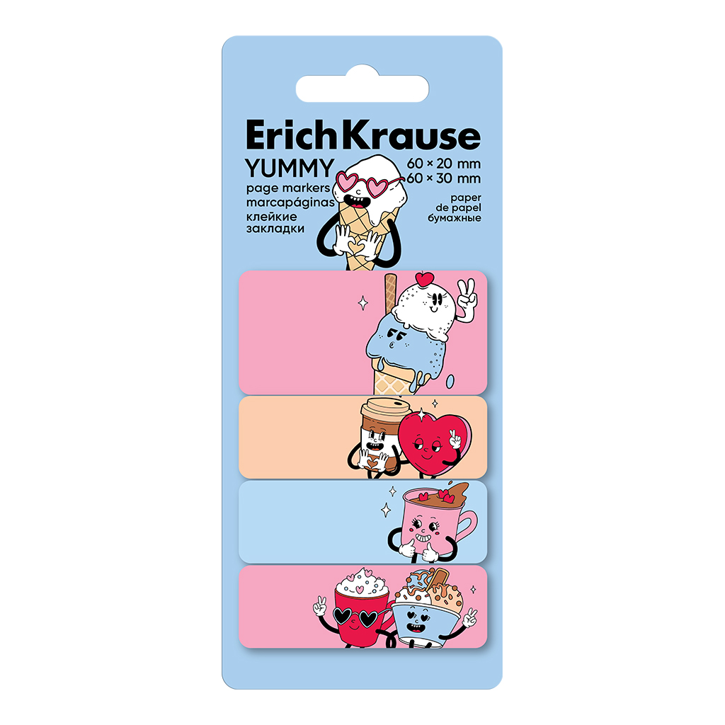 Sticky Notes ErichKrause Yummy, 60x20 mm, 60x30 mm, 80 sheets
