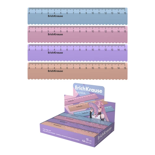 Plastic Ruler with Wavy Edge ErichKrause Manga, 15cm, Assorted