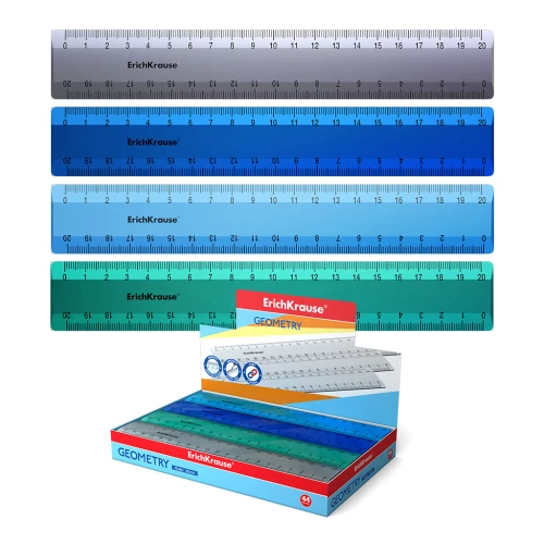 ErichKrause Ice Metallic Plastic Ruler, 20cm, Assorted