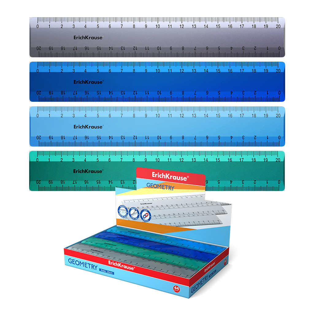 Lineal aus Kunststoff ErichKrause Ice Metallic, 20cm, assortiert