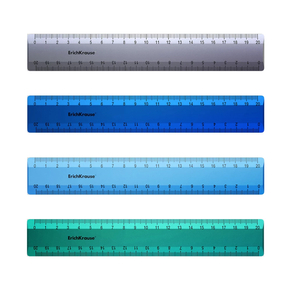 ErichKrause Ice Metallic Plastic Ruler, 20cm, Assorted