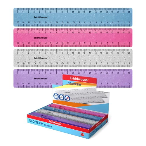 ErichKrause Glitter Plastic Ruler, 20cm, Assorted