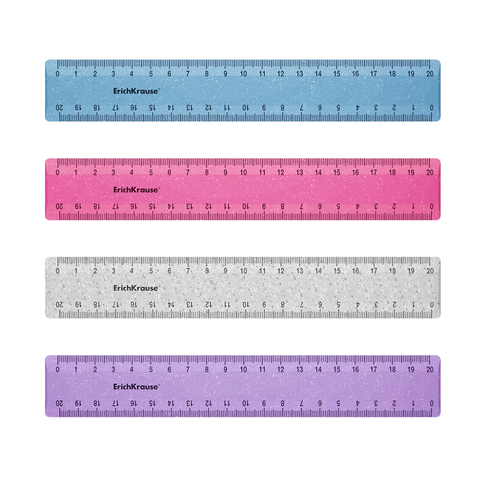 ErichKrause Glitter Plastic Ruler, 20cm, Assorted