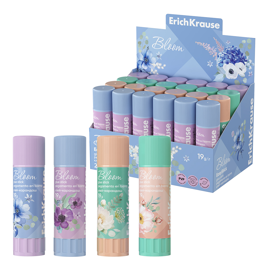 Kleebard ErichKrause EasyStick Pastel Bloom, 19g, assortii