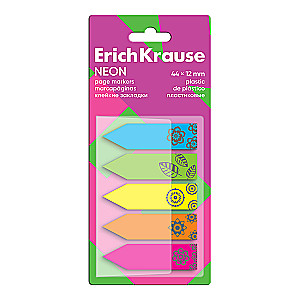 Sticky Notes Plastic ErichKrause Neon, 44x12 mm, 100 sheets, 5 colors