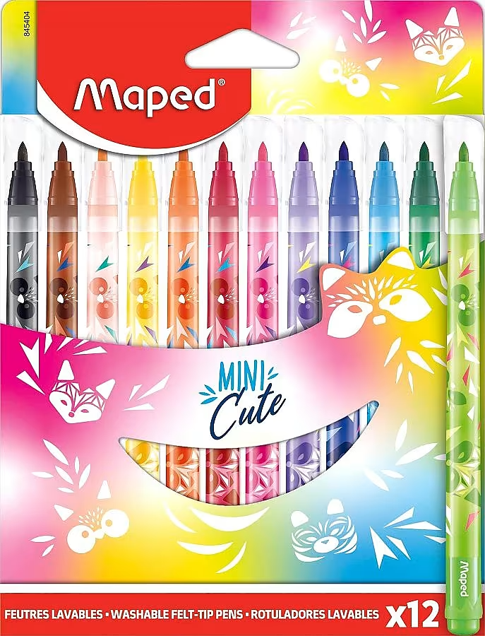 Flomasteri - Maped mini cute, mazgājami, 12 krāsas
