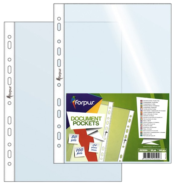 Dokumentu kabatiņas A4, 100gab., spīdīgas (50mk.)