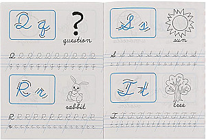 Schreiben von Buchstabenelementen und Kursivbuchstaben. Englisch