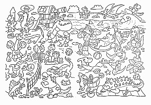 Värvimisraamat - Wimmelbuch. Dino maailm