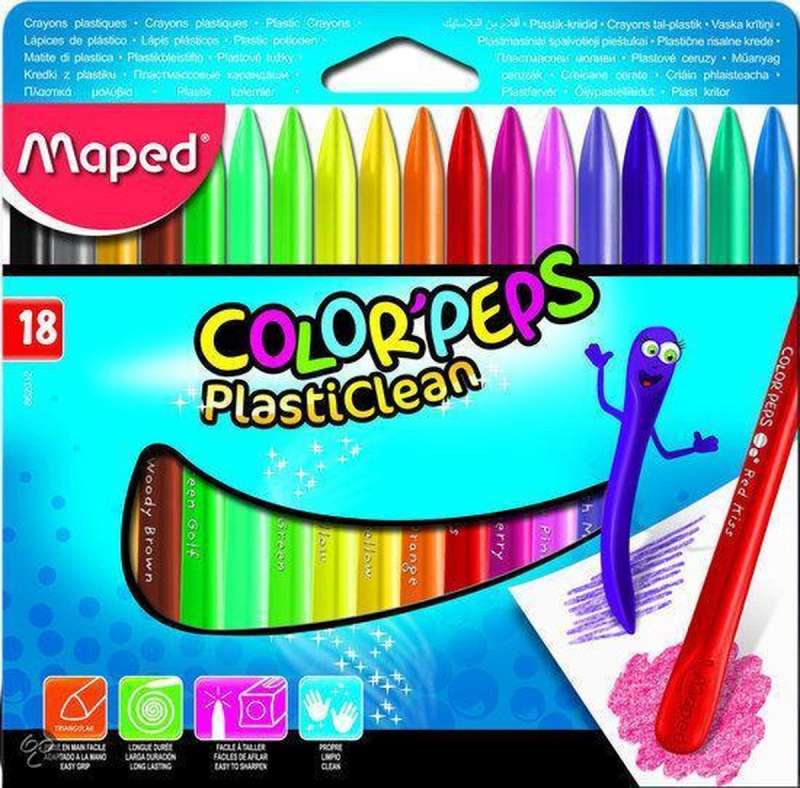 Мелки синтетические MAPED Plasticlean 18 цветов