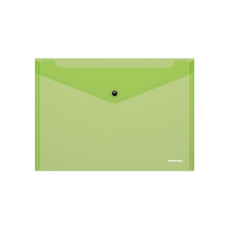 Папка-конверт на кнопке пластиковая ErichKrause Fizzy Neon, полупрозрачная, A4, ассорти